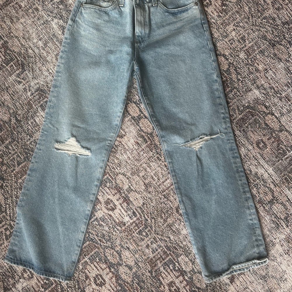AG Adriano Goldschmied Women's Light Blue Straight Leg Jeans